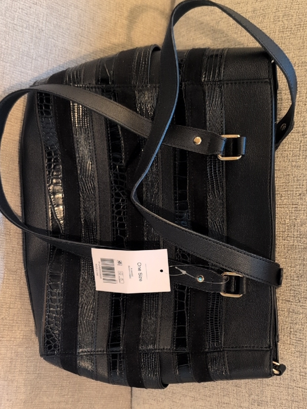 Kim Rogers Black Textured Stripe Crossbody Shoulder Bag